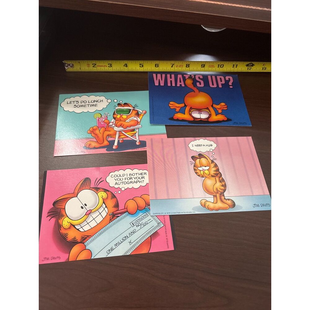 Vintage Garfield Stationery Lot - Postcards & Pencils - Retro Jim Davis Cartoon